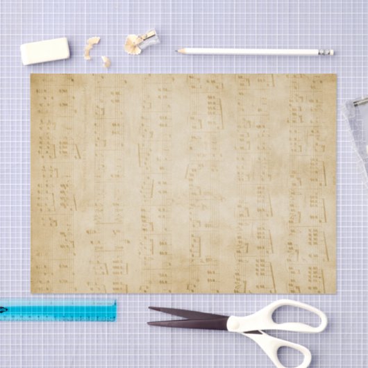 ヴィンテージ古代アンティークシート音楽ティッシュペーパー 薄葉紙 (クラフト)