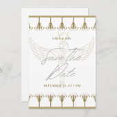 ヴィンテージ古代エジプトの結婚式は日付を保存 セーブザデート (正面/裏面)