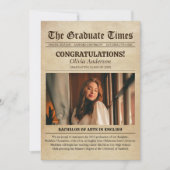 ヴィンテージ古新聞の写真卒業 案内状 (正面)