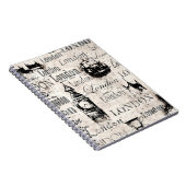 ヴィンテージ古新聞紙ロンドンコラグランジージ ノートブック (右側)