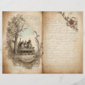 ヴィンテージ古書ページのジャンクジャーナル用紙シート (正面)