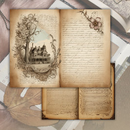 ヴィンテージ古書ページのジャンクジャーナル用紙シート