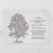 ヴィンテージ古木の田舎婚約パーティ招待状 招待状 (正面/裏面)