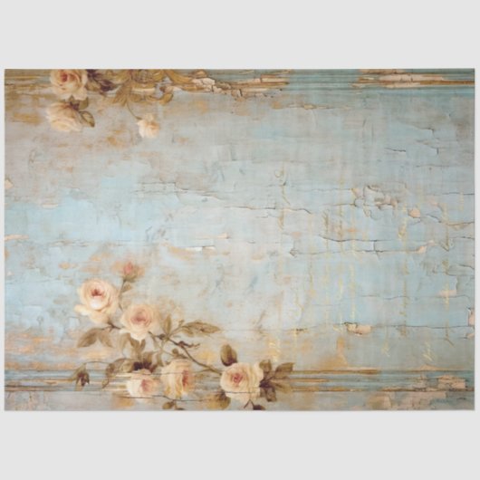 ヴィンテージ古色彩の鮮やかい壁の白い英語のバラ金ゴールド 薄葉紙 (正面)