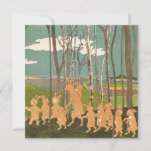 ヴィンテージ可愛いウッドランドバニーの子供のグリーティングカード (正面)