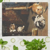 ヴィンテージ可愛いオレンジブラック&ホワイト子猫 キッチンタオル (折り畳み)