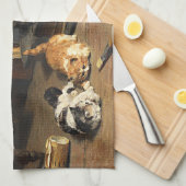 ヴィンテージ可愛いオレンジブラック&ホワイト子猫 キッチンタオル (四つ折り)