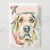 ヴィンテージ可愛いクリスマスドッグの水色 シーズンカード (正面/裏面)