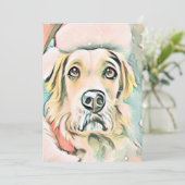 ヴィンテージ可愛いクリスマスドッグの水色 シーズンカード (スタンド正面)