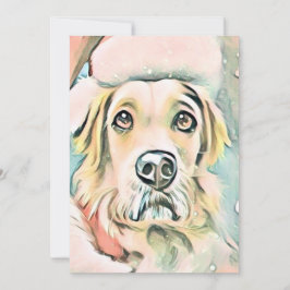 ヴィンテージ可愛いクリスマスドッグの水色 シーズンカード