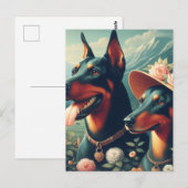 ヴィンテージ可愛いド絵画ーバーマン ポストカード (正面/裏面)