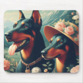 ヴィンテージ可愛いド絵画ーバーマン マウスパッド (正面)