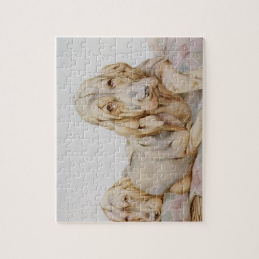 ヴィンテージ可愛いブラッドハウンド、EJ Detmoldによる子犬 ジグソーパズル (縦)