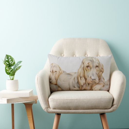 ヴィンテージ可愛いブラッドハウンド、EJ Detmoldによる子犬 ランバークッション (椅子)