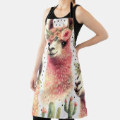 ヴィンテージ可愛いラマ水彩色 エプロン (インサイチュ)