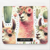 ヴィンテージ可愛いラマ水彩色 マウスパッド (正面)