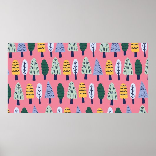 ヴィンテージ可愛い松の木継目模様 ポスター (正面)