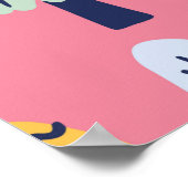 ヴィンテージ可愛い松の木継目模様 ポスター (角)