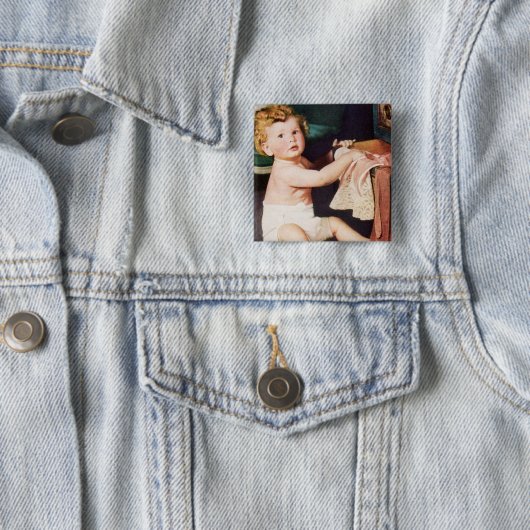 ヴィンテージ可愛い遊幼児とドレスザー 缶バッジ (インサイチュ)