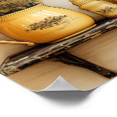 ヴィンテージ台所棚黄色い容器花 ポスター (角)