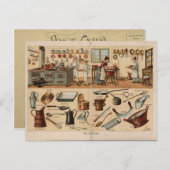 ヴィンテージ台所用品イラストレーション ポストカード (正面/裏面)