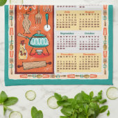 ヴィンテージ台所用品カレンダータオル キッチンタオル (折り畳み)