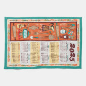 ヴィンテージ台所用品カレンダータオル キッチンタオル (横)