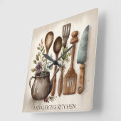 ヴィンテージ台所用品カントリーファームハウス名 スクエア壁時計 (傾斜)