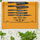 ヴィンテージ台所魚切り包丁チャート キッチンタオル (折り畳み)