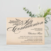 ヴィンテージ台本の鳩とクロス最初の聖餐式 招待状 (スタンド正面)