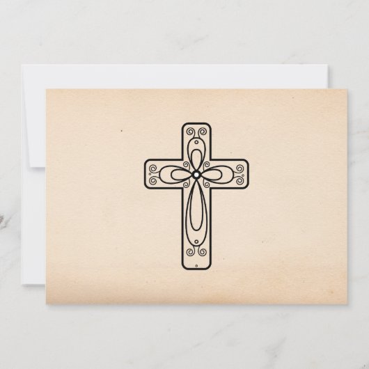 ヴィンテージ台本の鳩とクロス最初の聖餐式 招待状 (裏面)