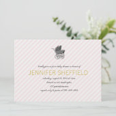 ヴィンテージ台車-女の子-ベビーシャワー招待状 招待状 (スタンド正面)