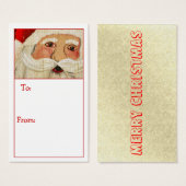 ヴィンテージ合板素朴サンタギフトラベル (正面&裏面)