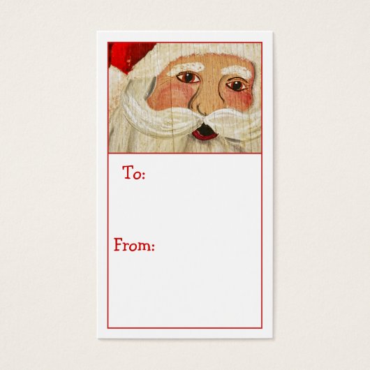 ヴィンテージ合板素朴サンタギフトラベル (正面)