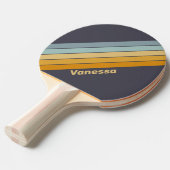 ヴィンテージ名ストライプの付きレトログラード虹 卓球ラケット (正面アングル)
