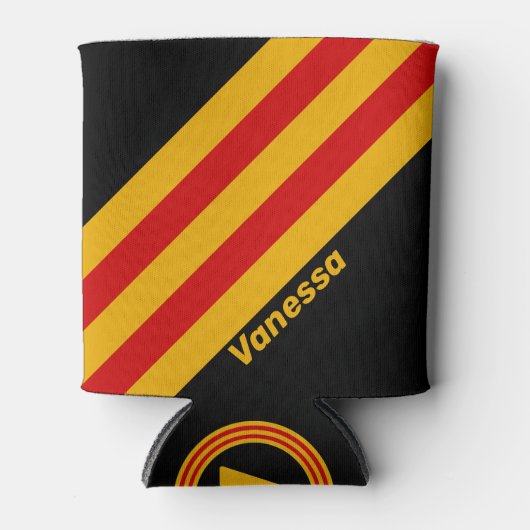 ヴィンテージ名ストライプ付き首都市 缶クーラー (正面)