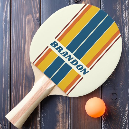 ヴィンテージ名ストライプ付き5つのボード 卓球ラケット