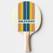 ヴィンテージ名ストライプ付き5つのボード 卓球ラケット (正面)