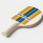 ヴィンテージ名ストライプ付き5つのボード 卓球ラケット (正面アングル)