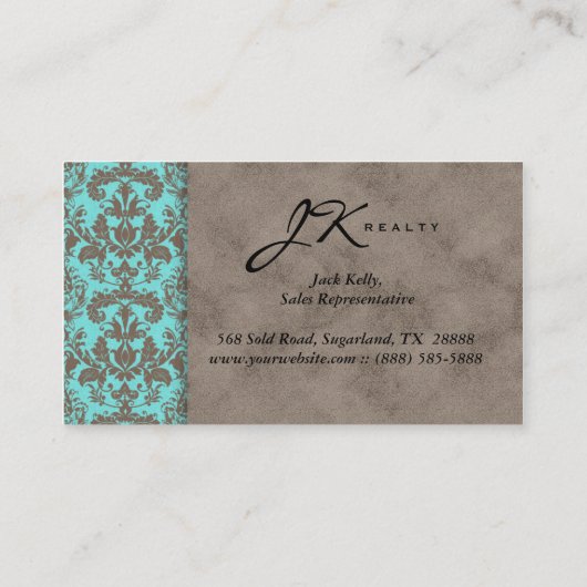 ヴィンテージ名刺ダマスクスエードブルーベージュ2 名刺 (裏面)