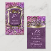 ヴィンテージ名刺ダマスクフレーム金ゴールドクラウン 名刺 (正面/裏面)