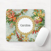ヴィンテージ名前フローラアートの追加 マウスパッド (マウス)