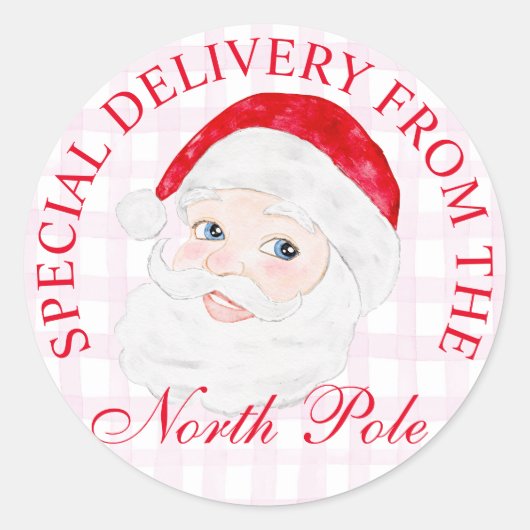 ヴィンテージ名門私立校風のサンタクリスマスプレゼント ラウンドシール (正面)