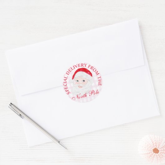 ヴィンテージ名門私立校風のサンタクリスマスプレゼント ラウンドシール (封筒)