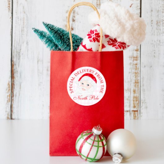 ヴィンテージ名門私立校風のサンタクリスマスプレゼント ラウンドシール