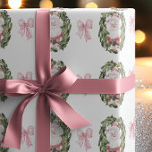 ヴィンテージ名門私立校風のスタイルサンタクリスマスリース ラッピングペーパー