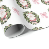 ヴィンテージ名門私立校風のスタイルサンタクリスマスリース ラッピングペーパー (ロールコーナー)