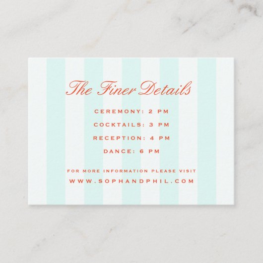 ヴィンテージ名門私立校風のストライプティール(緑がかった色)オレン結婚ジズ エンクロージャーカード (正面)