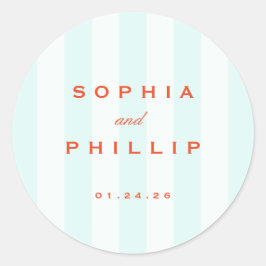 ヴィンテージ名門私立校風のストライプティール（緑がかった色）オレン結婚ジズ ラウンドシール