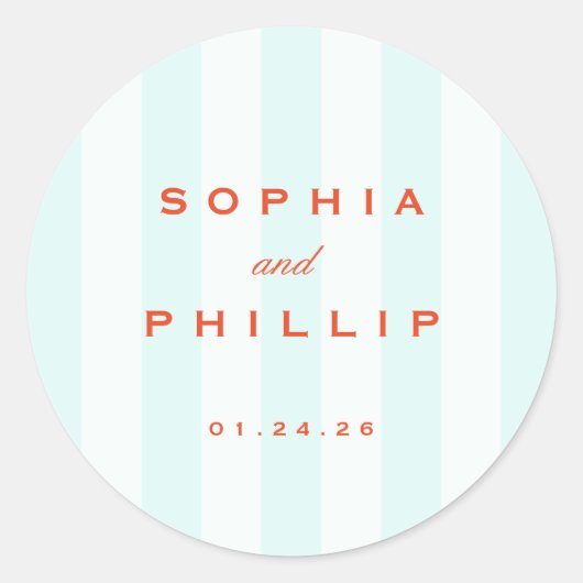 ヴィンテージ名門私立校風のストライプティール(緑がかった色)オレン結婚ジズ ラウンドシール (正面)